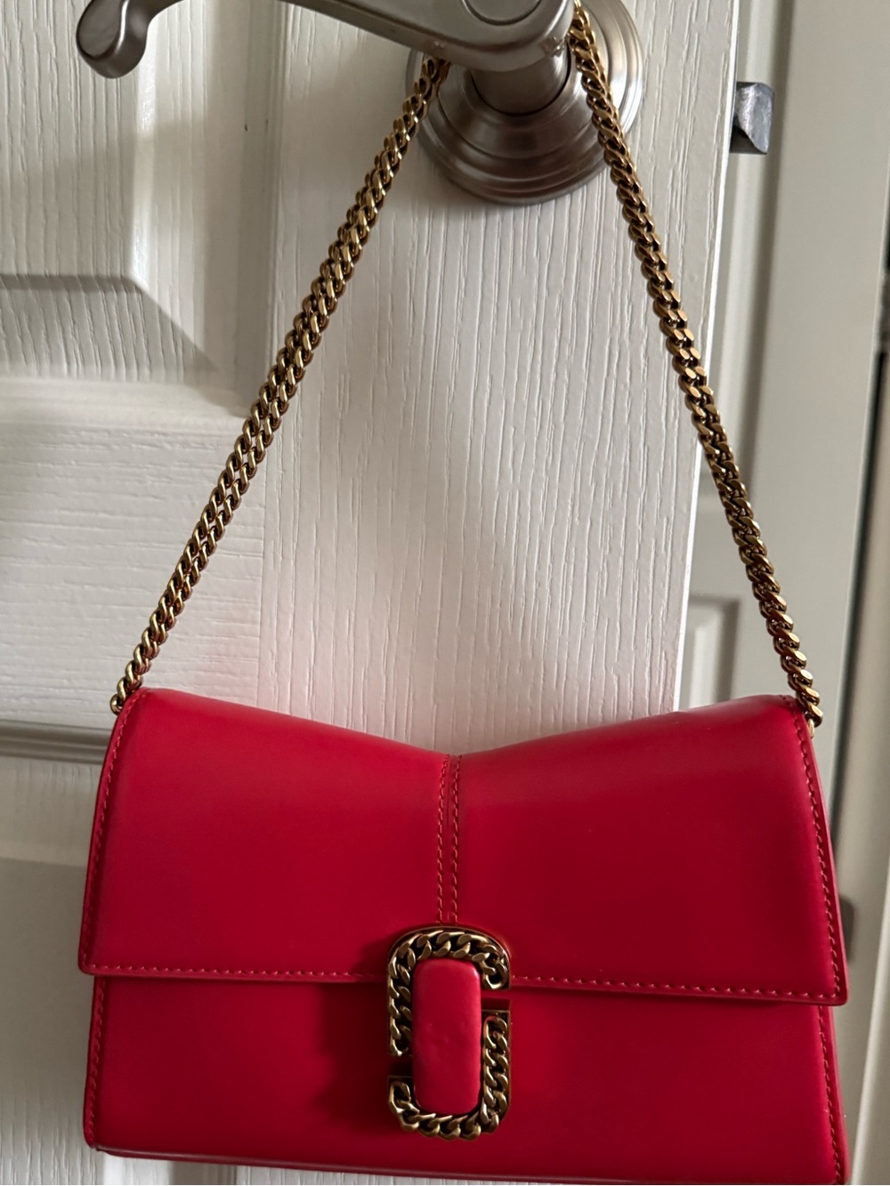 Marc Jacobs Black and Red Leather Crossbody with Gold Hardware